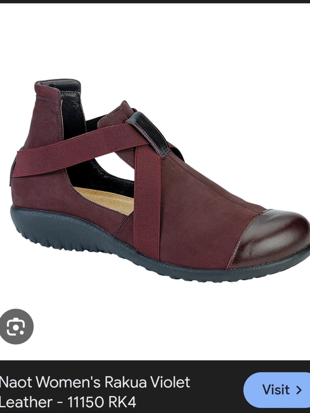 Naot Rakua Bordeaux Leather Violet Nubuk Orthotic Flat Slip On Size 40